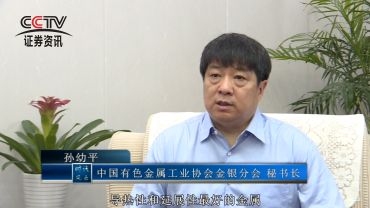 央视记者对中国有色金属工业协会金银分会秘书长孙幼平先生进行采访